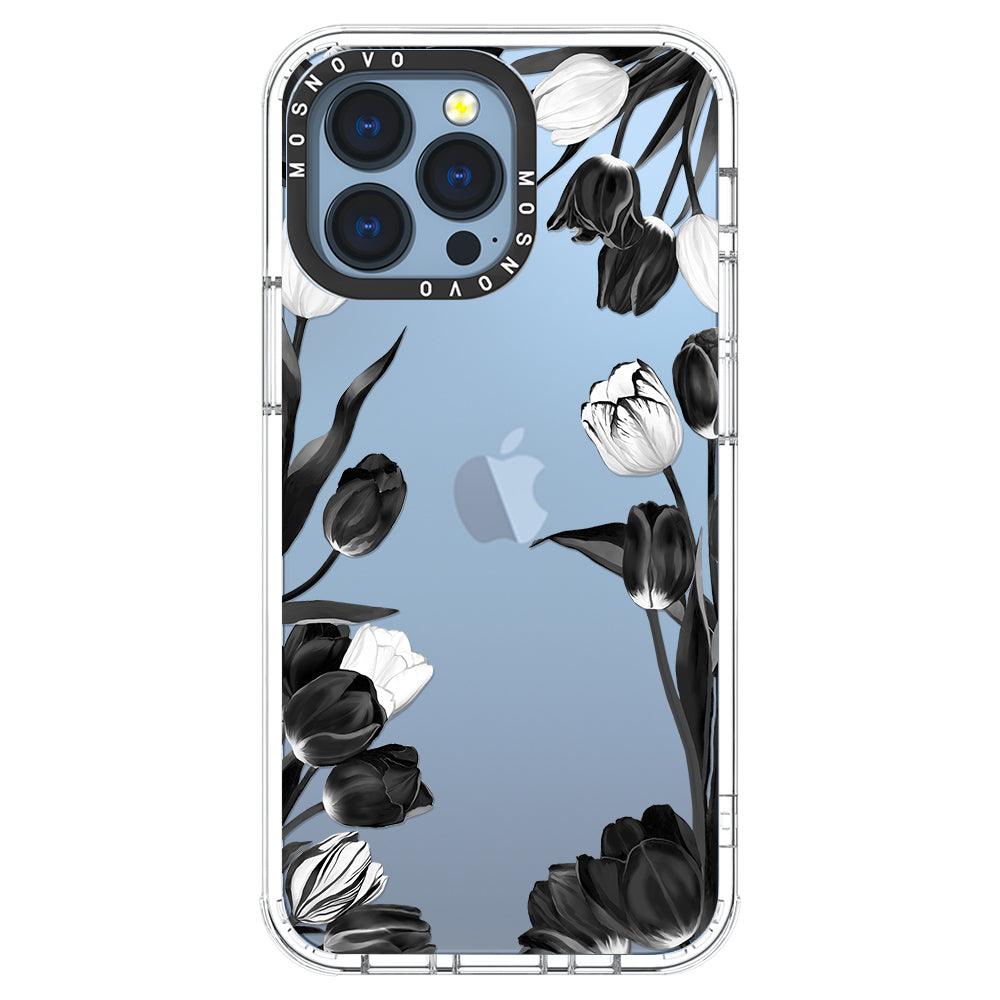 Black Tulips Phone Case - iPhone 13 Pro Case - MOSNOVO