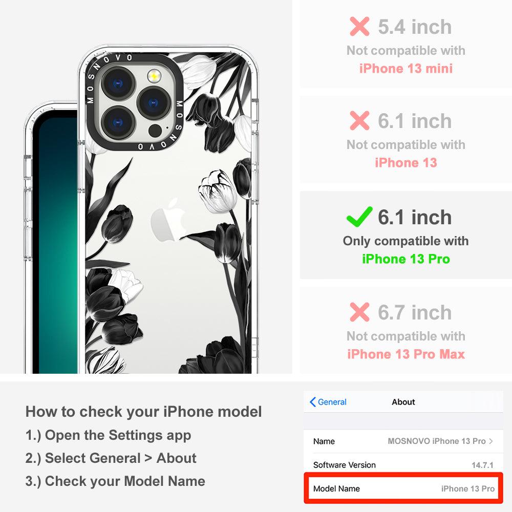 Black Tulips Phone Case - iPhone 13 Pro Case - MOSNOVO