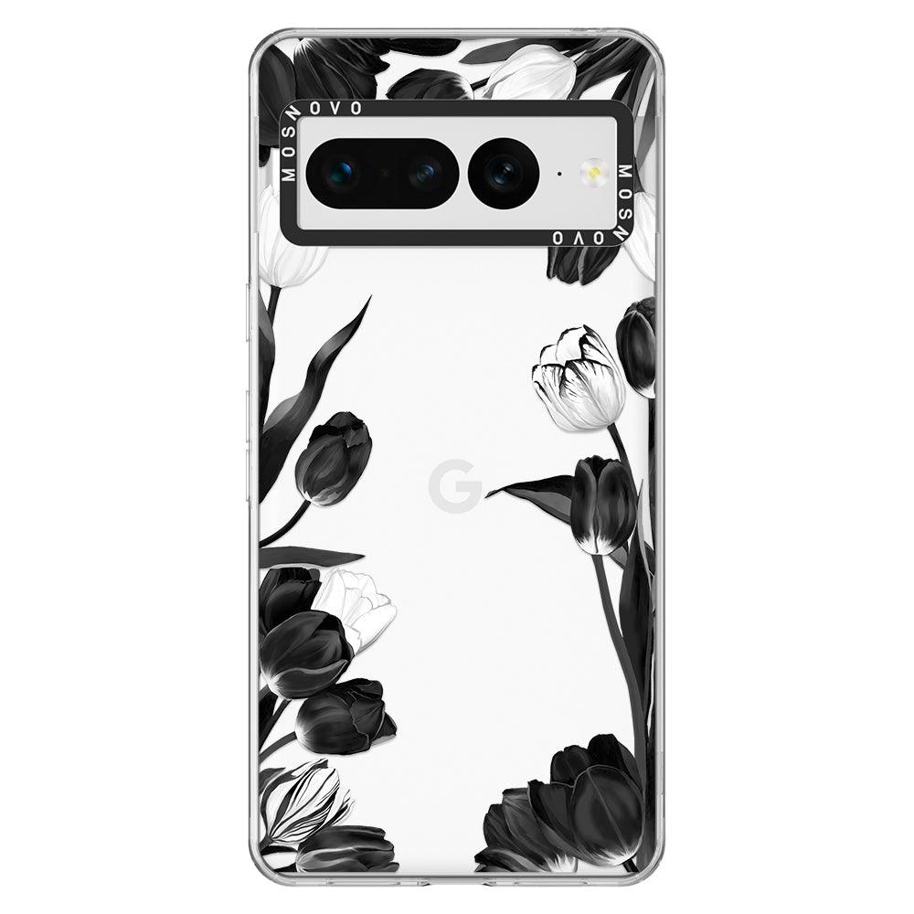 Black White Tulips Phone Case - Google Pixel 7 Pro Case - MOSNOVO