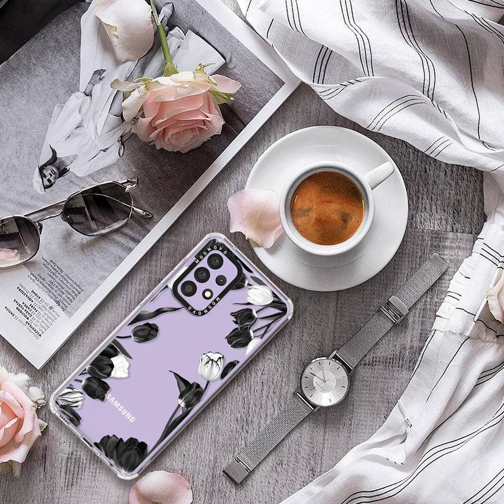 Black White Tulips Phone Case - Samsung Galaxy A52 & A52s Case - MOSNOVO