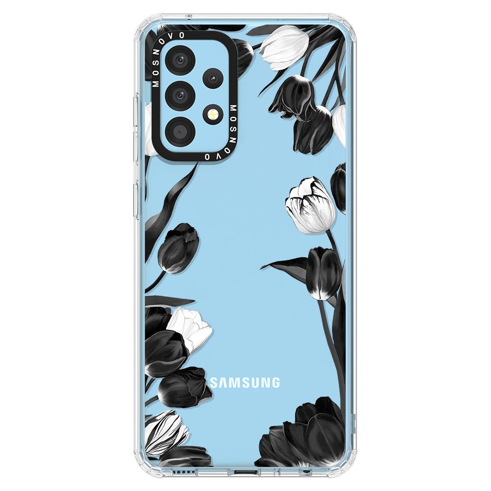 Black White Tulips Phone Case - Samsung Galaxy A52 & A52s Case - MOSNOVO