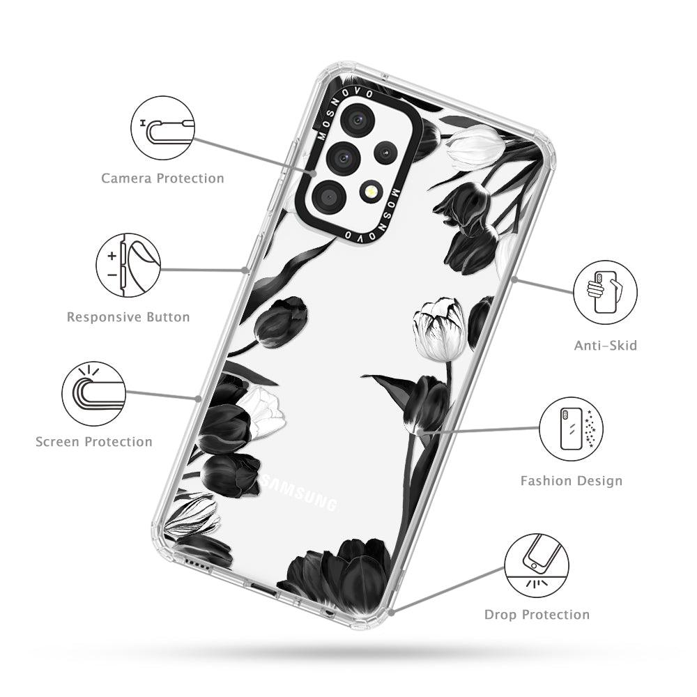 Black White Tulips Phone Case - Samsung Galaxy A52 & A52s Case - MOSNOVO