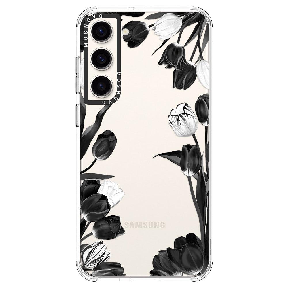 Black White Tulips Phone Case - Samsung Galaxy S23 Plus Case - MOSNOVO