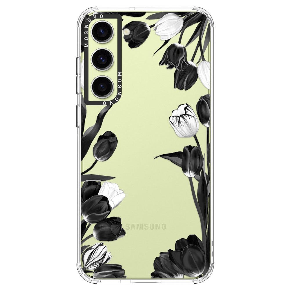 Black White Tulips Phone Case - Samsung Galaxy S23 Plus Case - MOSNOVO