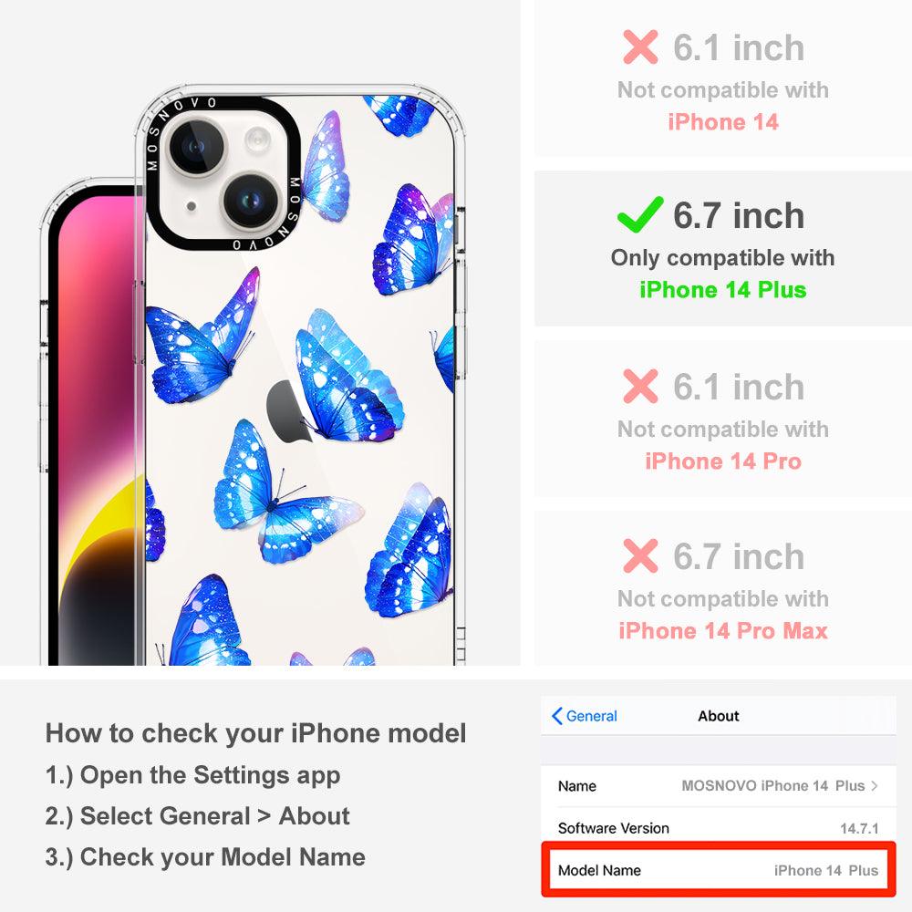 Stunning Blue Butterflies Phone Case - iPhone 14 Plus Case - MOSNOVO