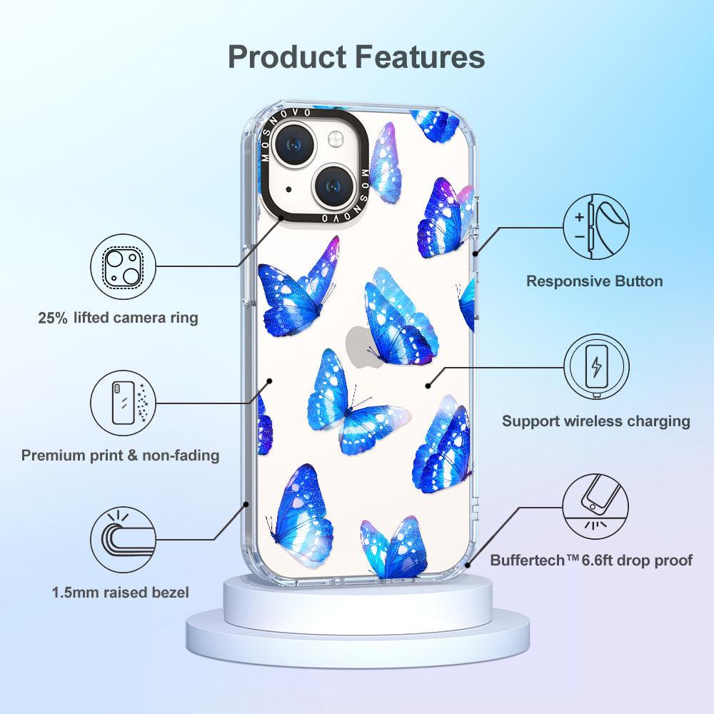 Stunning Blue Butterflies Phone Case - iPhone 14 Plus Case - MOSNOVO