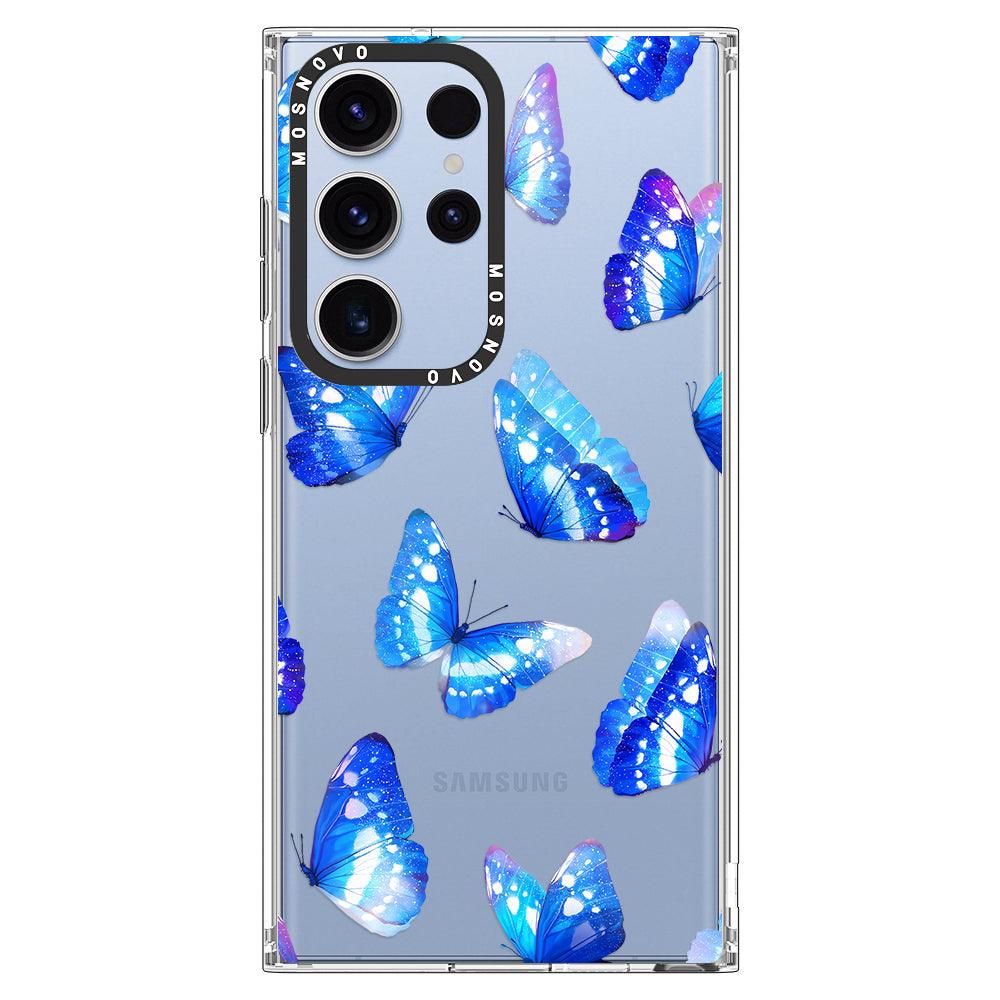 Blue Butterflies Phone Case - Samsung Galaxy S23 Ultra Case - MOSNOVO