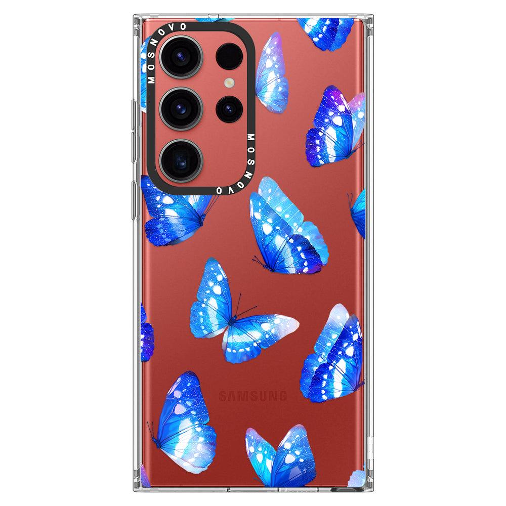 Blue Butterflies Phone Case - Samsung Galaxy S23 Ultra Case - MOSNOVO