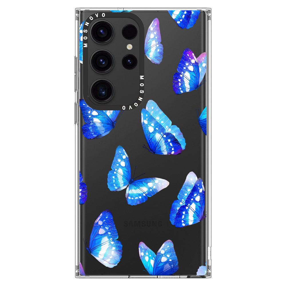 Blue Butterflies Phone Case - Samsung Galaxy S23 Ultra Case - MOSNOVO