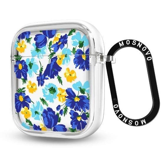 Bluish Flowers Floral AirPods 1/2 Case - MOSNOVO