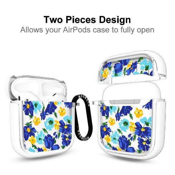 Bluish Flowers Floral AirPods 1/2 Case - MOSNOVO