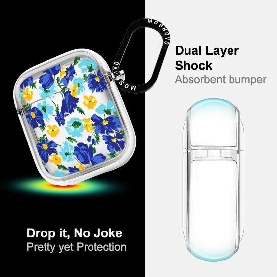 Bluish Flowers Floral AirPods 1/2 Case - MOSNOVO