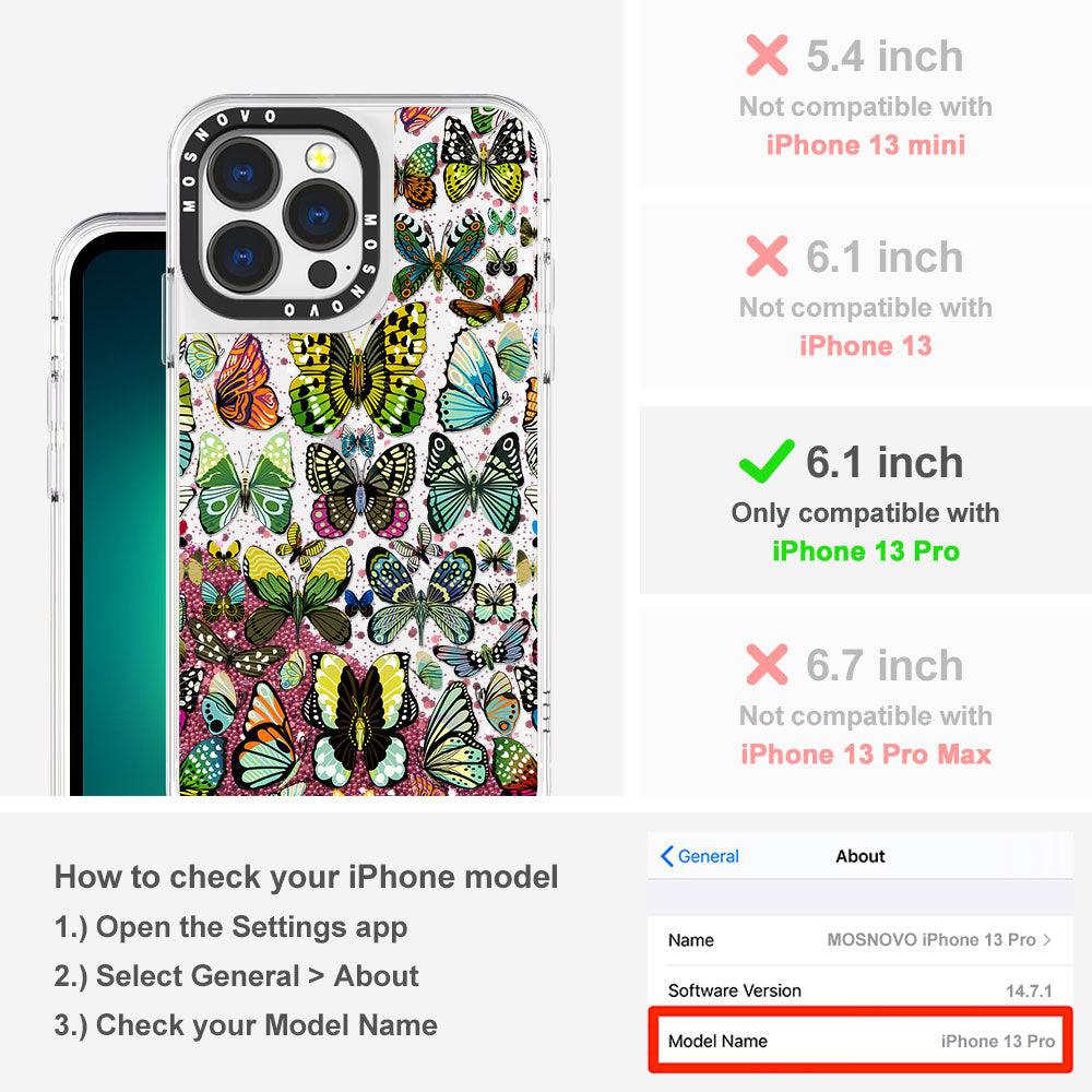 Butterflies Glitter Phone Case - iPhone 13 Pro Case - MOSNOVO