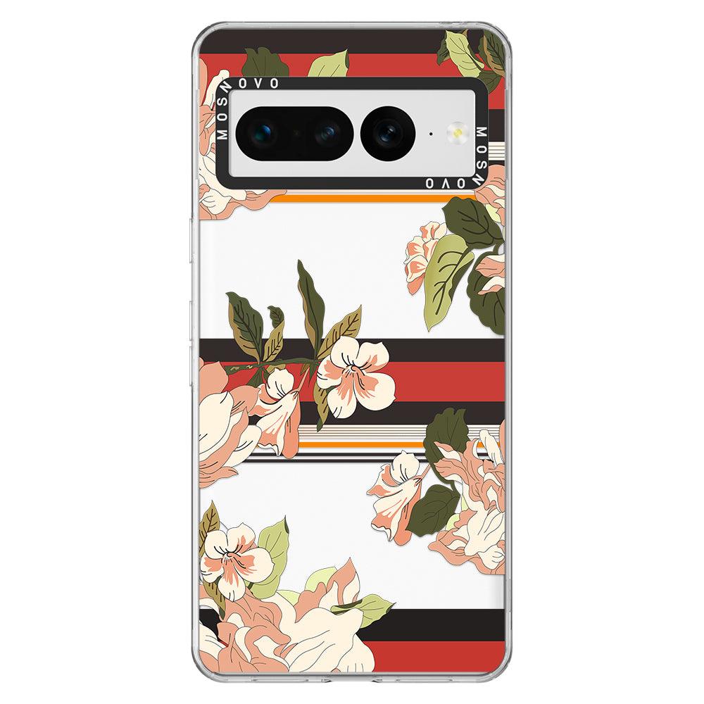 Classic Stripe Floral Phone Case - Google Pixel 7 Pro Case - MOSNOVO