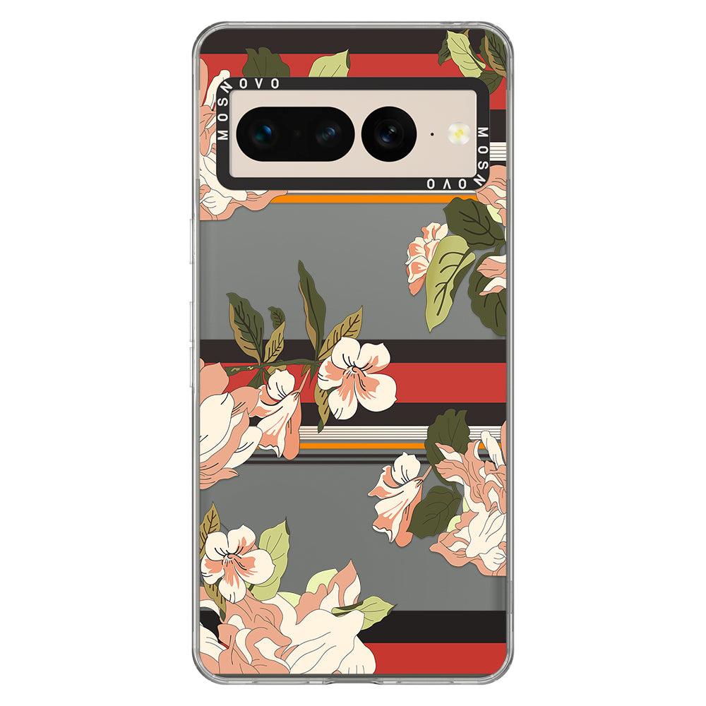 Classic Stripe Floral Phone Case - Google Pixel 7 Pro Case - MOSNOVO