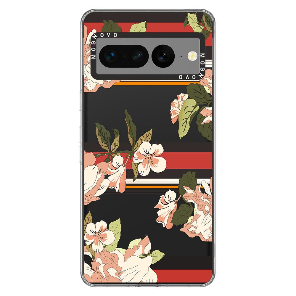 Classic Stripe Floral Phone Case - Google Pixel 7 Pro Case - MOSNOVO