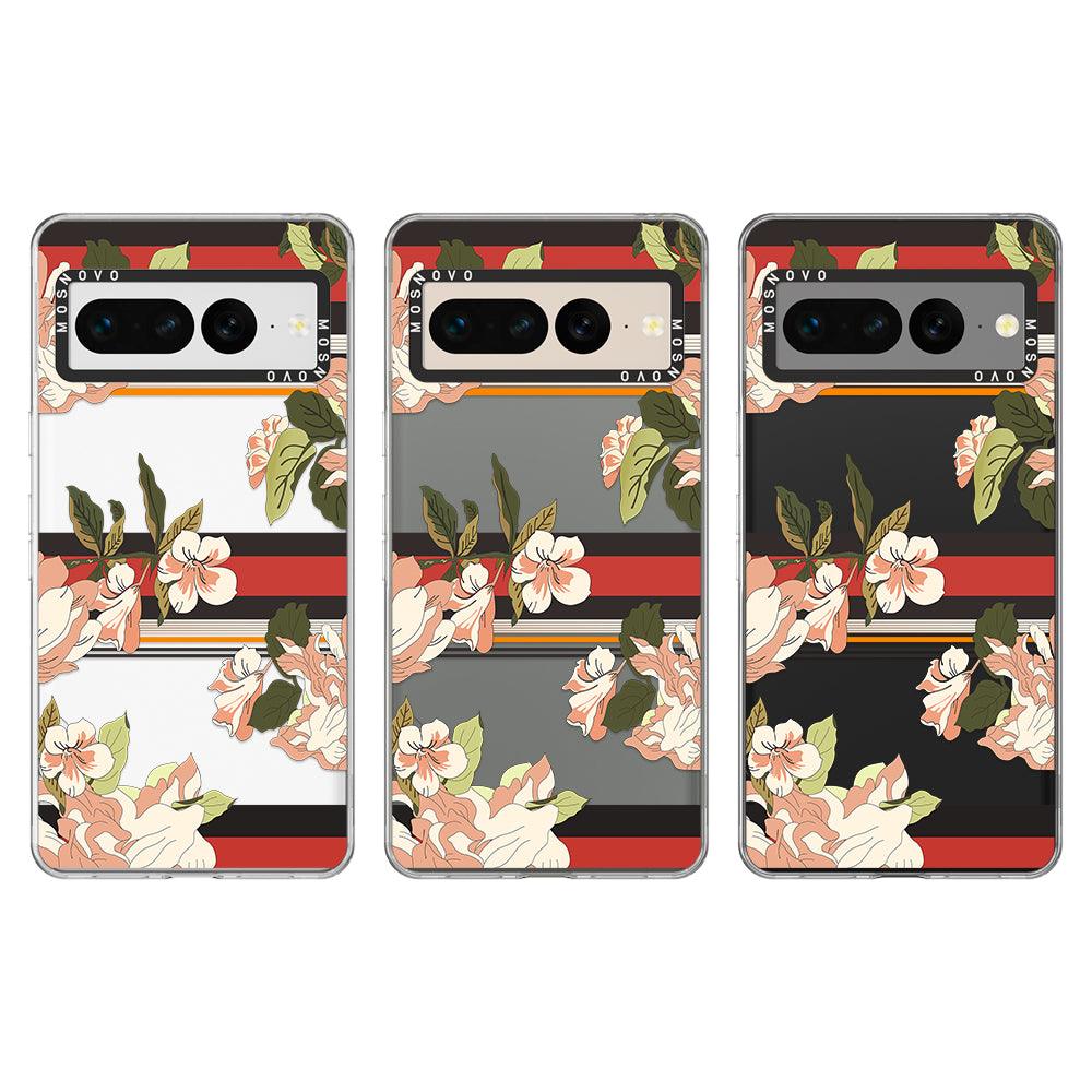 Classic Stripe Floral Phone Case - Google Pixel 7 Pro Case - MOSNOVO