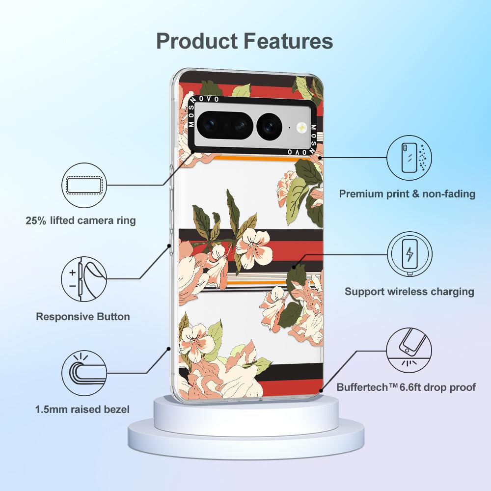 Classic Stripe Floral Phone Case - Google Pixel 7 Pro Case - MOSNOVO