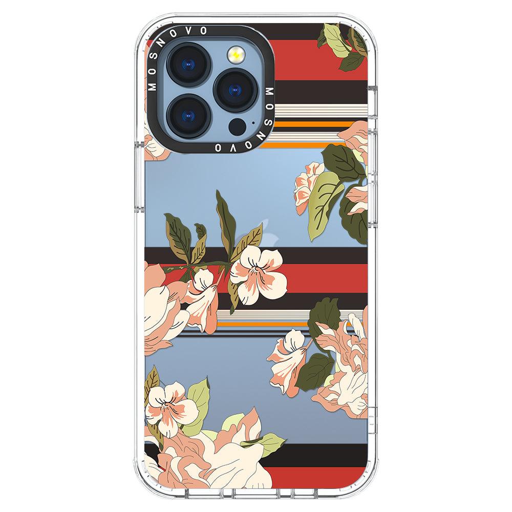 Classic Stripe Floral Phone Case - iPhone 13 Pro Case - MOSNOVO