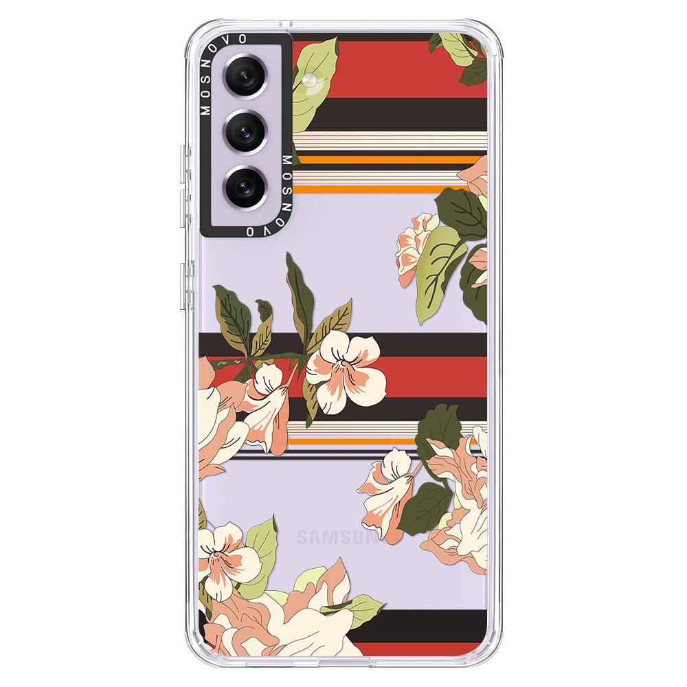 Classic Stripes Floral Phone Case - Samsung Galaxy S21 FE Case - MOSNOVO