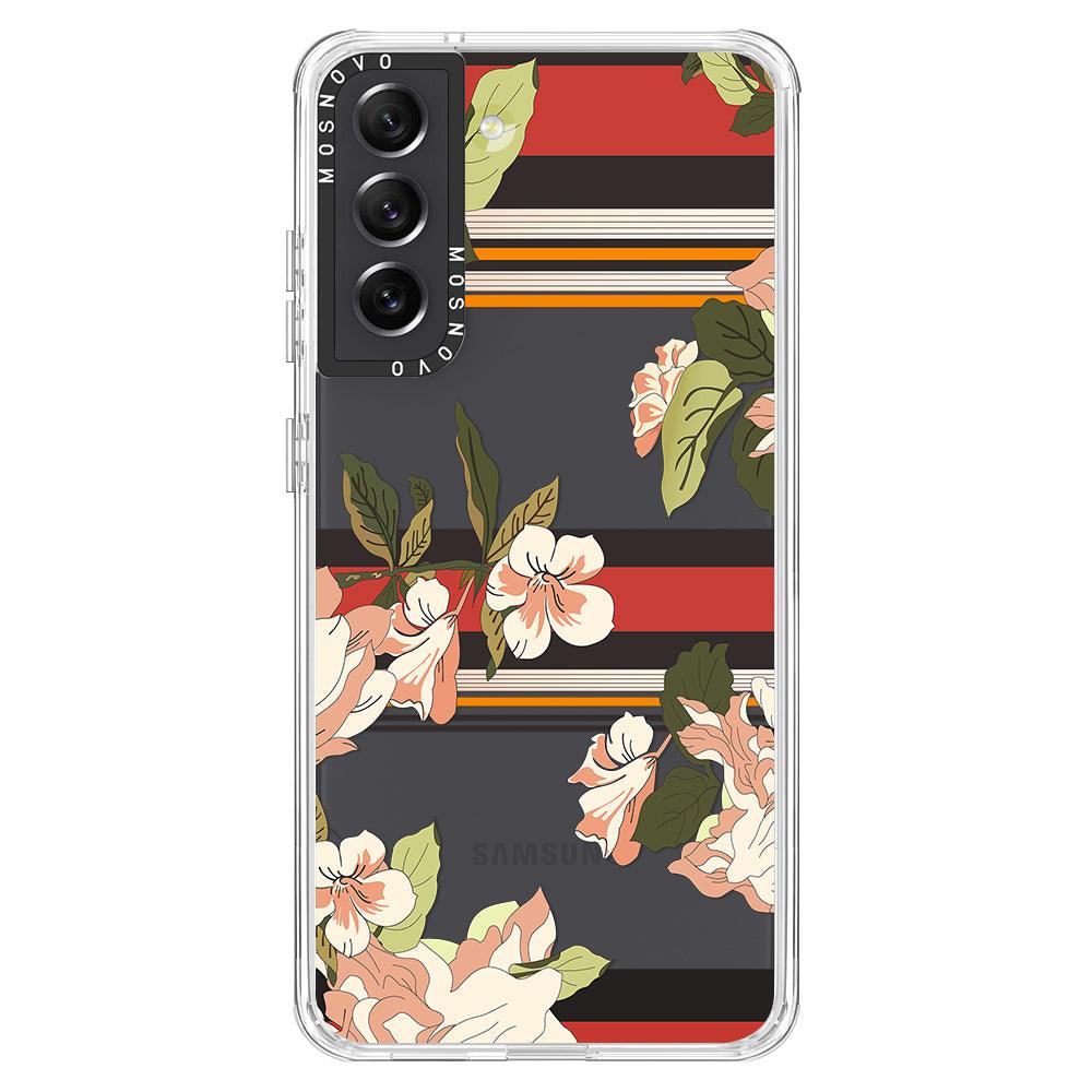 Classic Stripes Floral Phone Case - Samsung Galaxy S21 FE Case - MOSNOVO