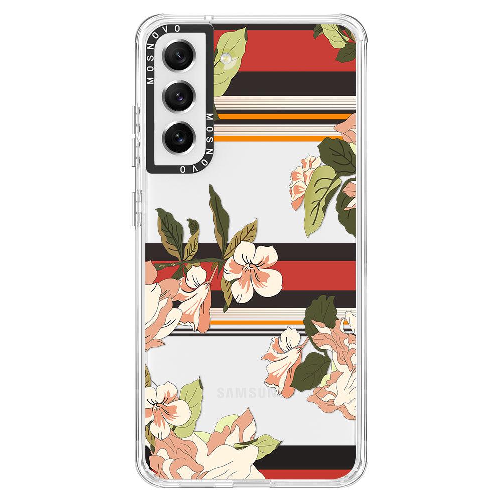 Classic Stripes Floral Phone Case - Samsung Galaxy S21 FE Case - MOSNOVO