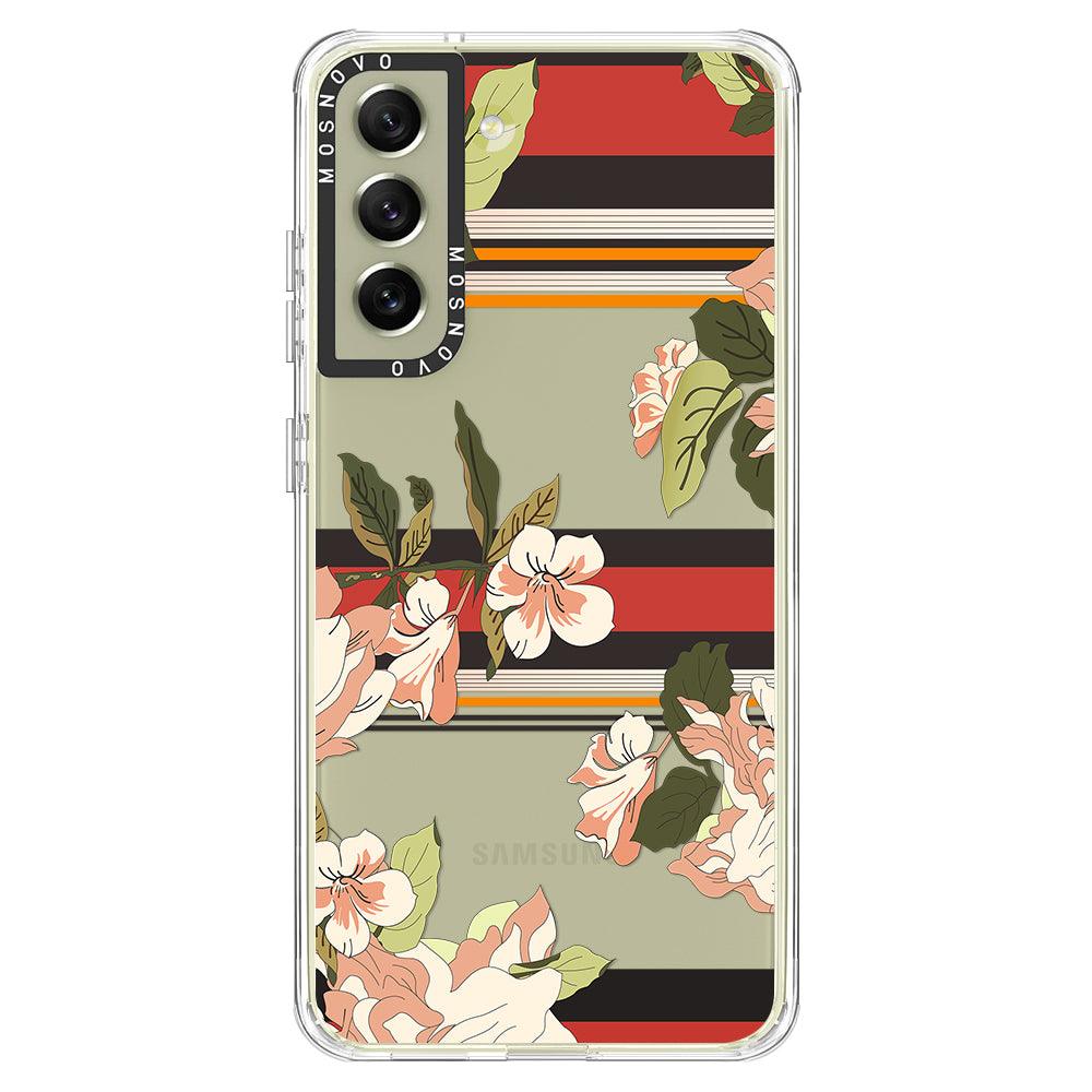 Classic Stripes Floral Phone Case - Samsung Galaxy S21 FE Case - MOSNOVO