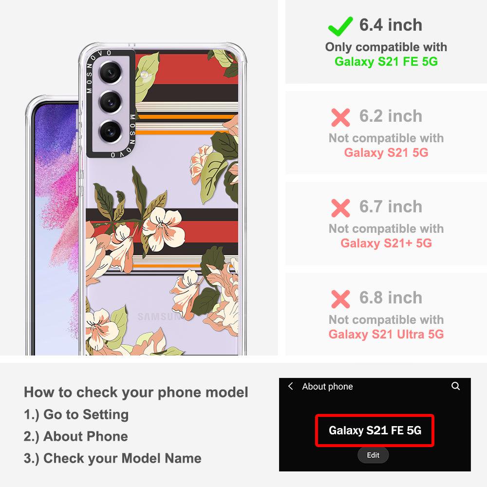 Classic Stripes Floral Phone Case - Samsung Galaxy S21 FE Case - MOSNOVO