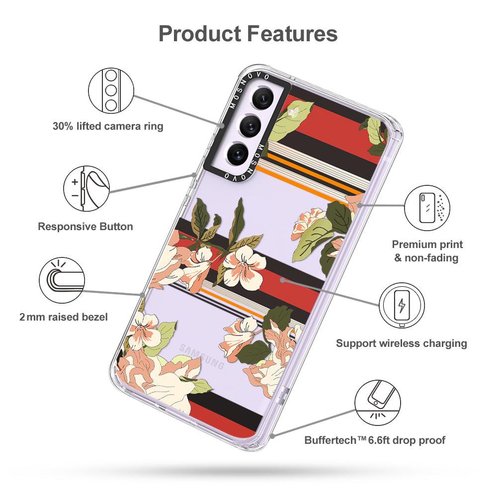 Classic Stripes Floral Phone Case - Samsung Galaxy S21 FE Case - MOSNOVO