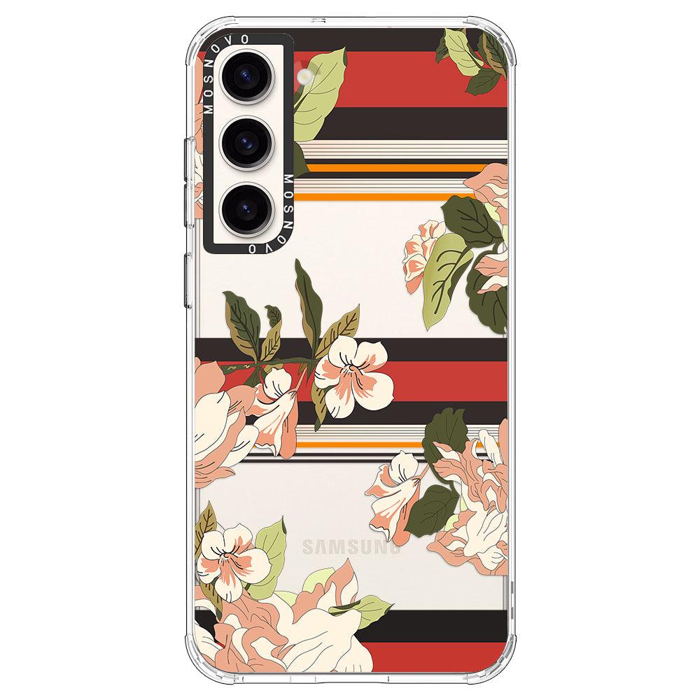 Classic Stripes Floral Phone Case - Samsung Galaxy S23 Case - MOSNOVO