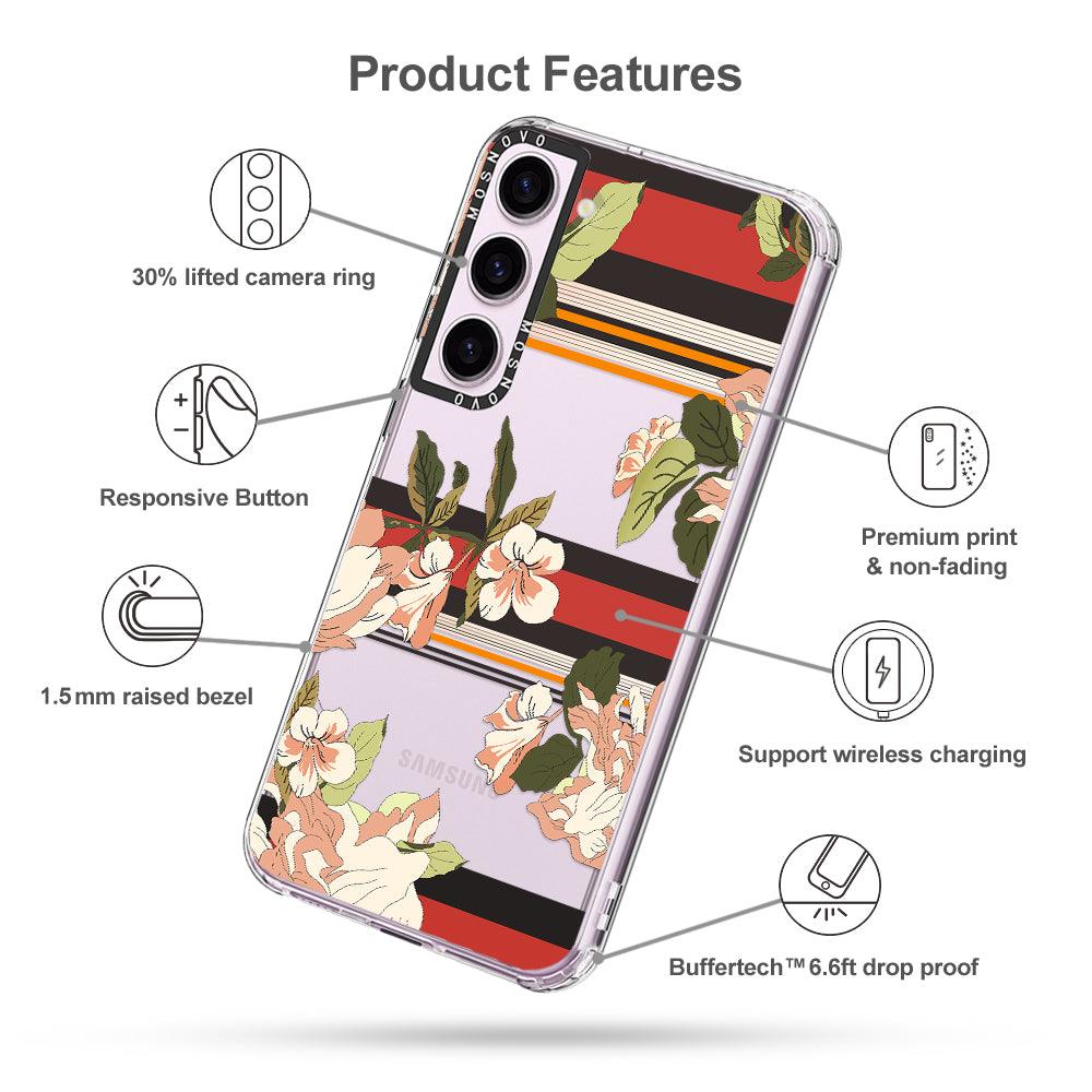 Classic Stripes Floral Phone Case - Samsung Galaxy S23 Case - MOSNOVO