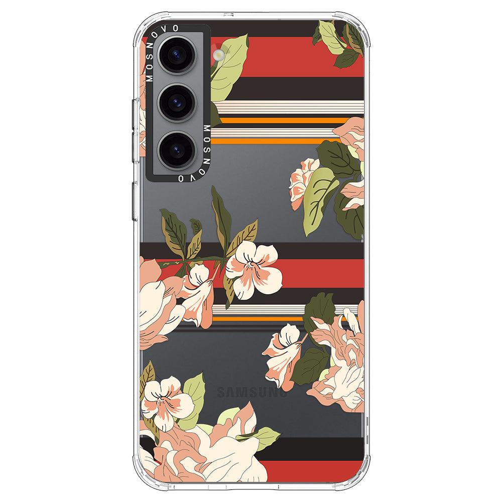 Classic Stripes Floral Phone Case - Samsung Galaxy S23 Case - MOSNOVO