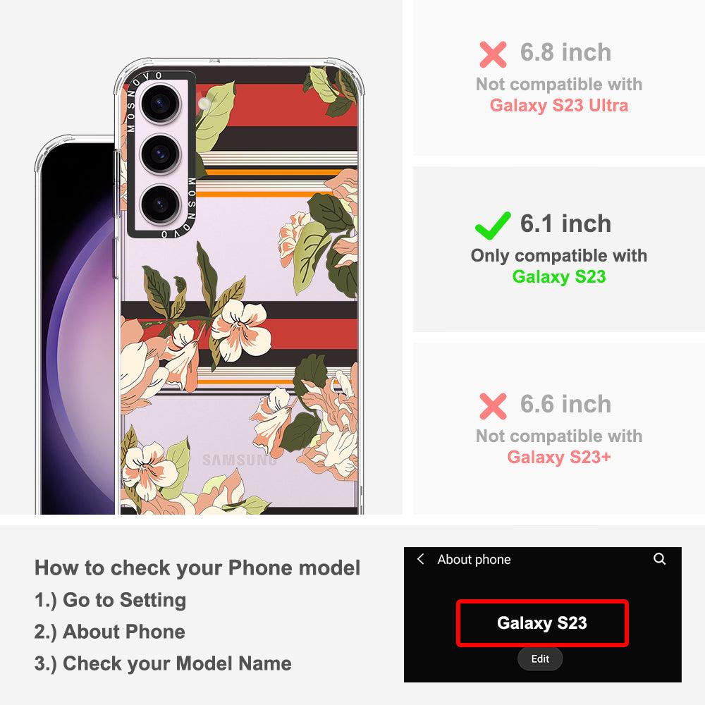 Classic Stripes Floral Phone Case - Samsung Galaxy S23 Case - MOSNOVO