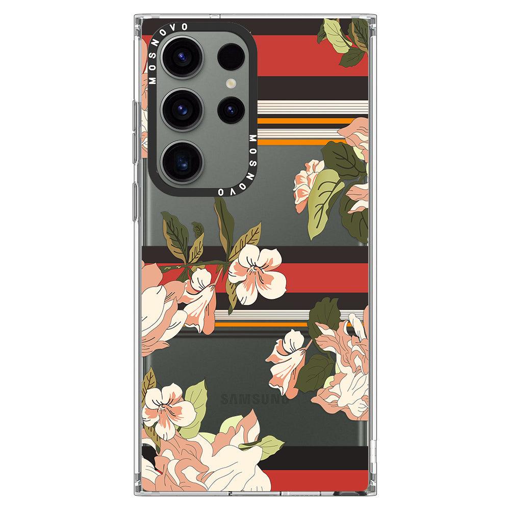 Classic Stripes Floral Phone Case - Samsung Galaxy S23 Ultra Case - MOSNOVO