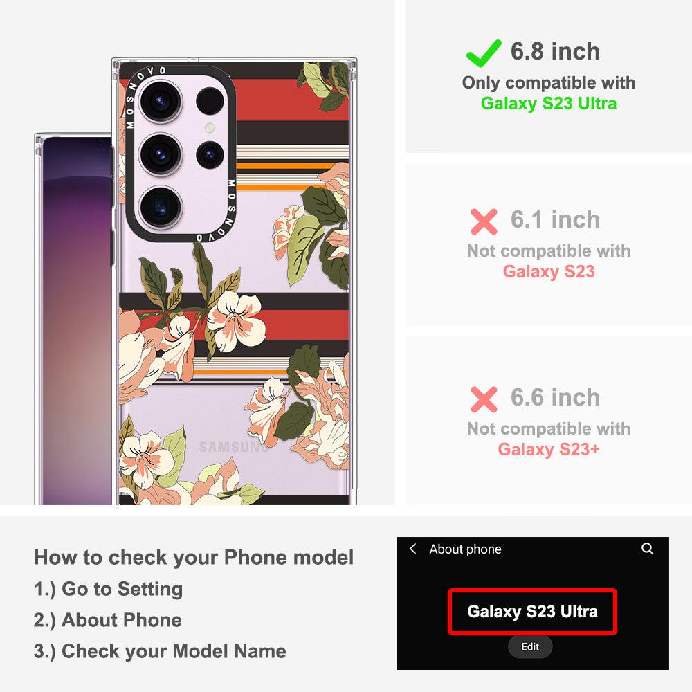 Classic Stripes Floral Phone Case - Samsung Galaxy S23 Ultra Case - MOSNOVO