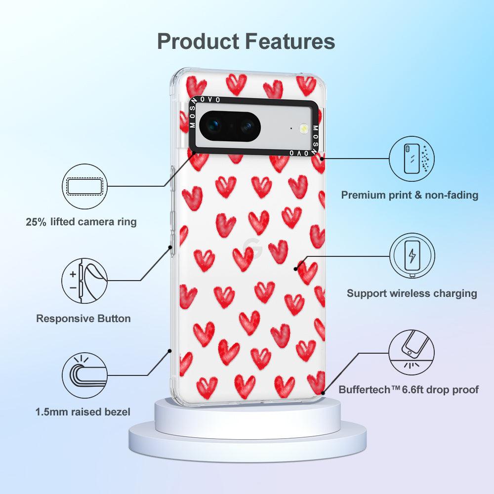 Cute Little Hearts Phone Case - Google Pixel 7 Case - MOSNOVO