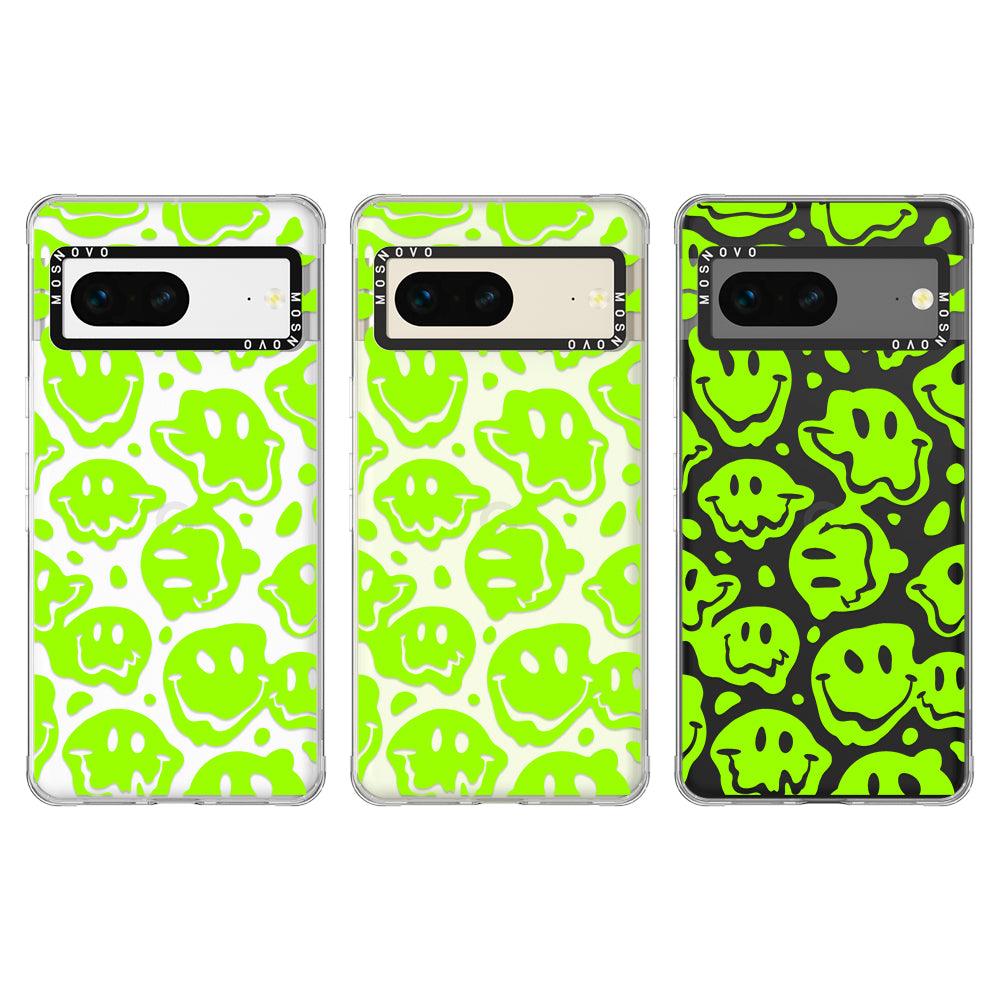 Distorted Green Smiles Face Phone Case - Google Pixel 7 Case - MOSNOVO