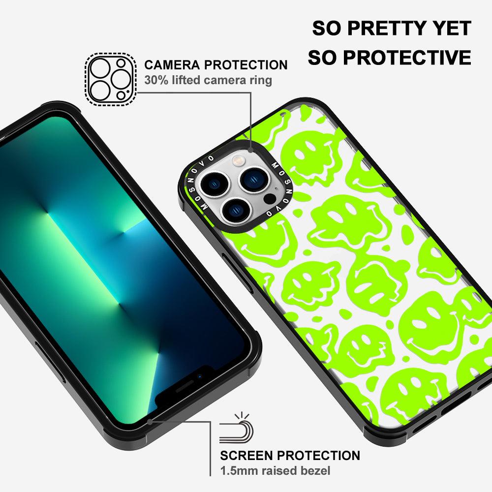 Distorted Green Smiles Face Phone Case - iPhone 13 Pro Max Case - MOSNOVO