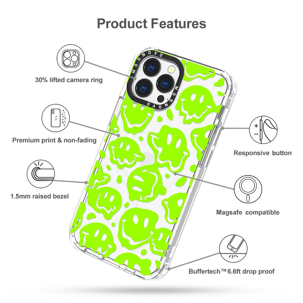 Distorted Green Smiles Face Phone Case - iPhone 13 Pro Max Case - MOSNOVO