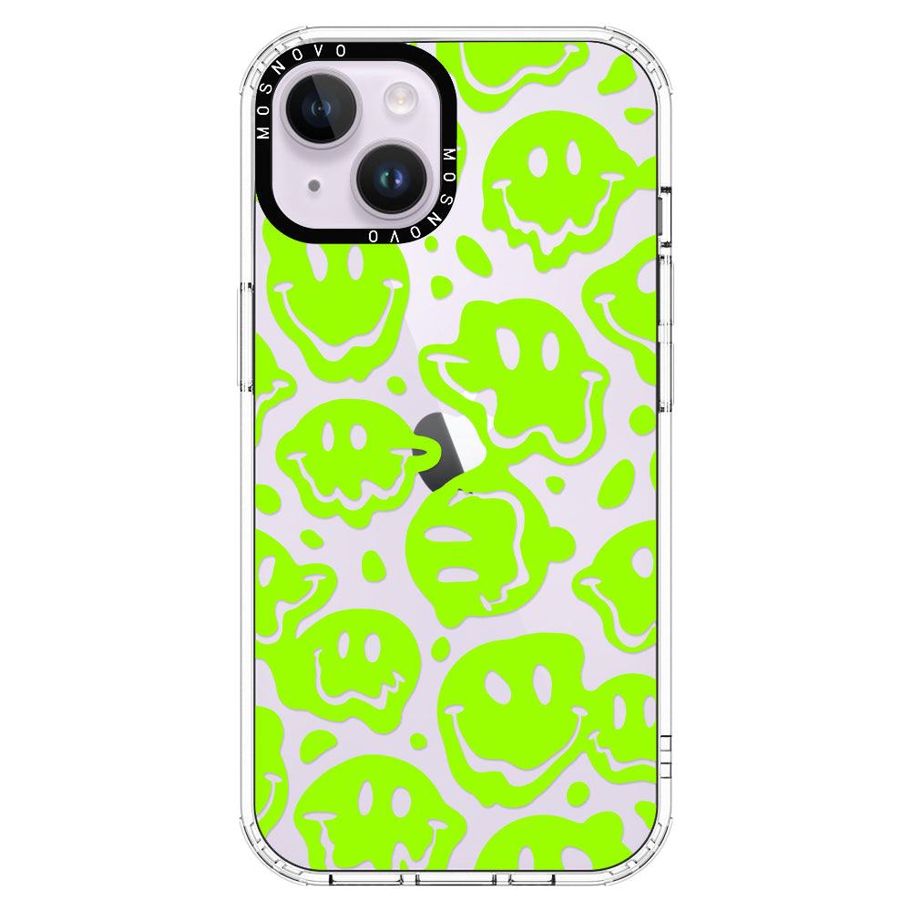 Distorted Green Smiles Face Phone Case - iPhone 14 Case - MOSNOVO