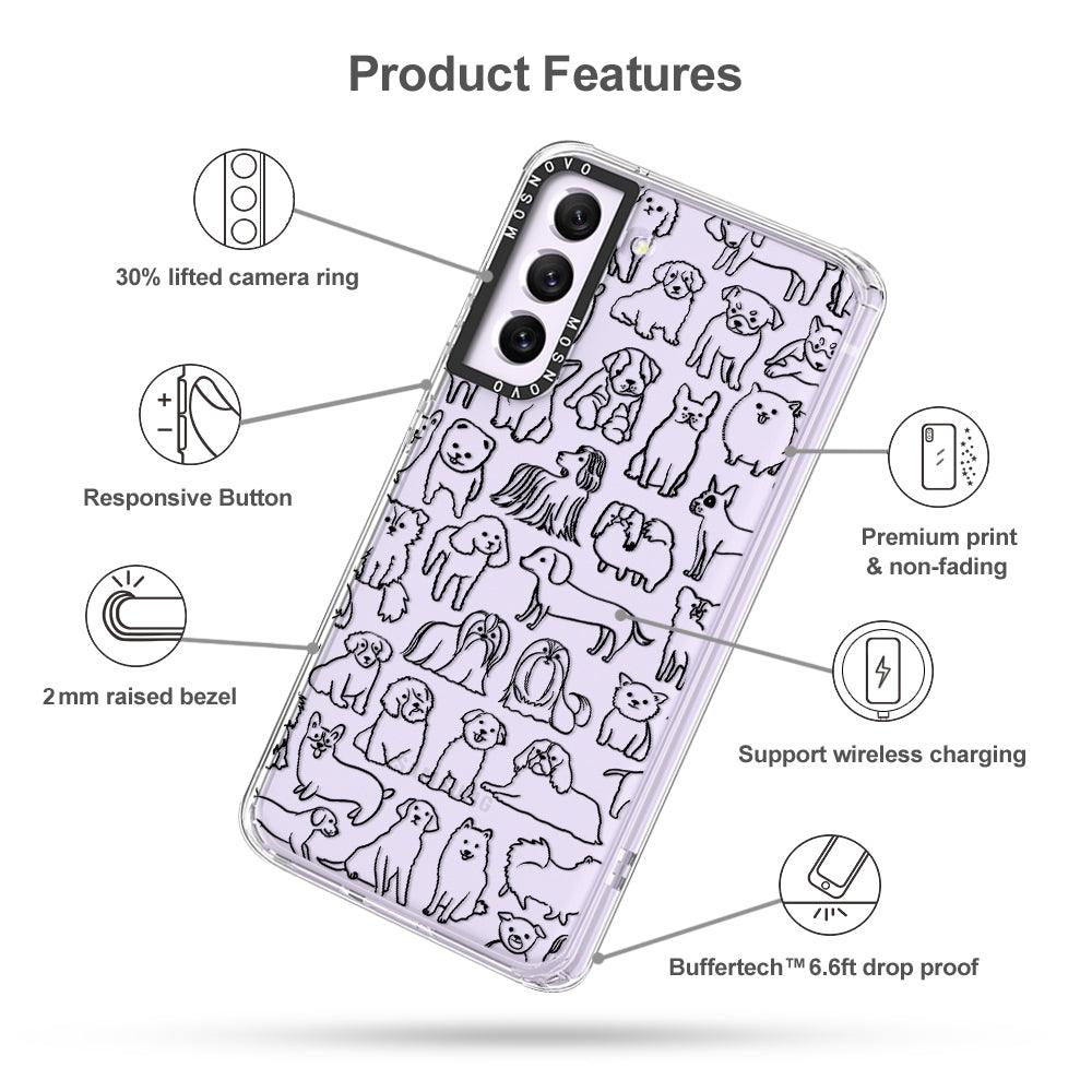 Doodle Dog Phone Case - Samsung Galaxy S21 FE Case - MOSNOVO