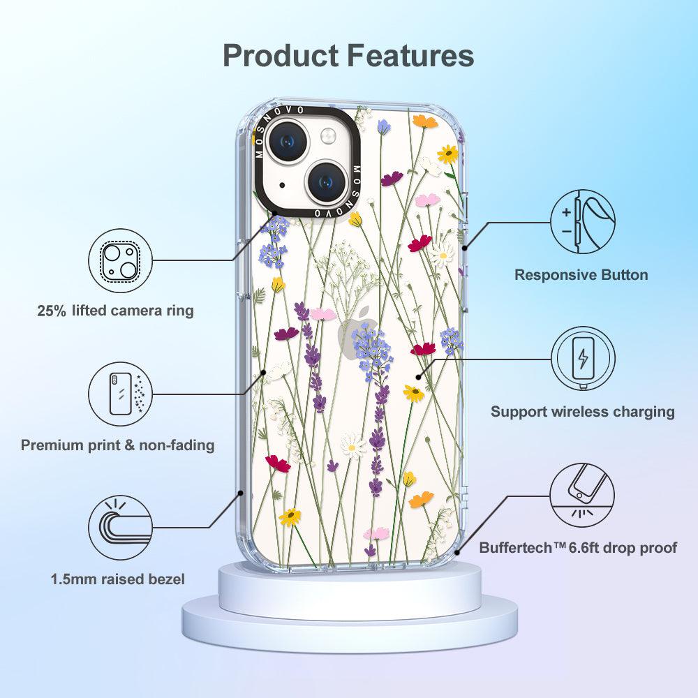 Floral Garden Lavender Daisy Flower Phone Case - iPhone 14 Case - MOSNOVO