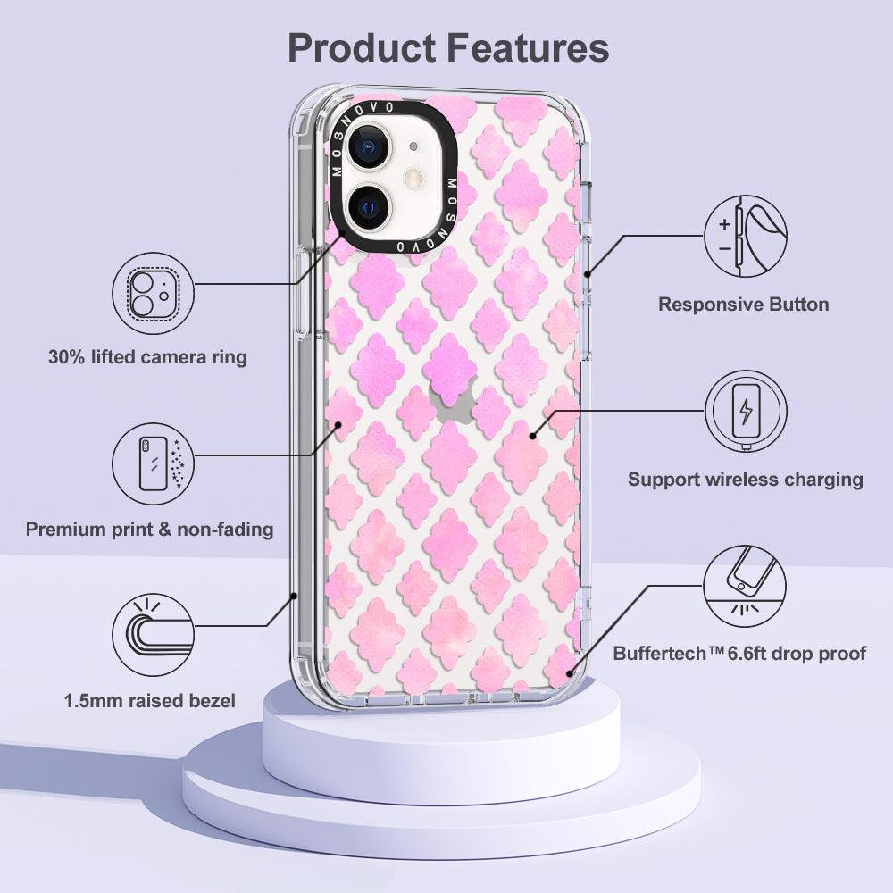 Flower Diamond Pattern Phone Case - iPhone 12 Mini Case - MOSNOVO