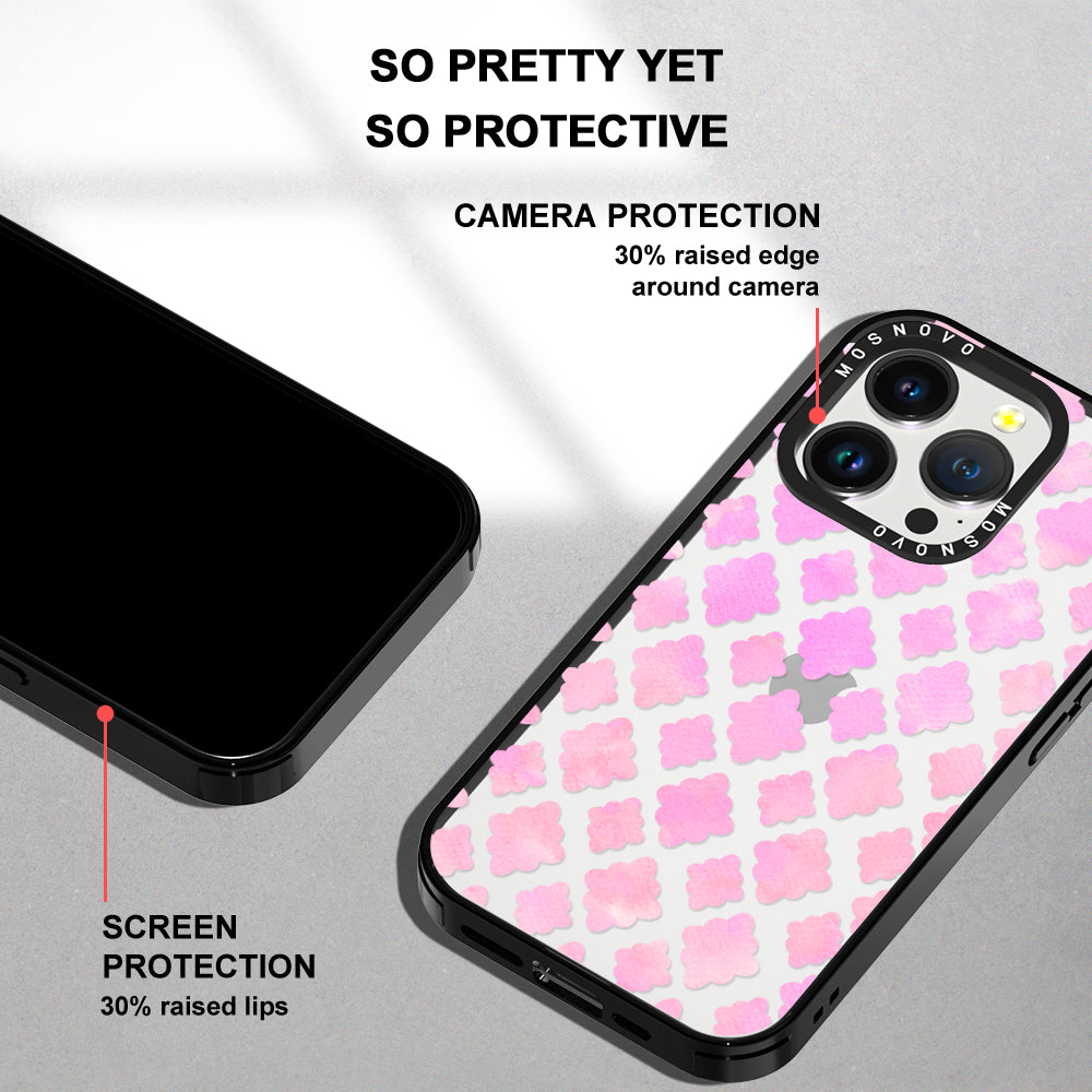 Flower Diamond Pattern Phone Case - iPhone 14 Pro Case - MOSNOVO