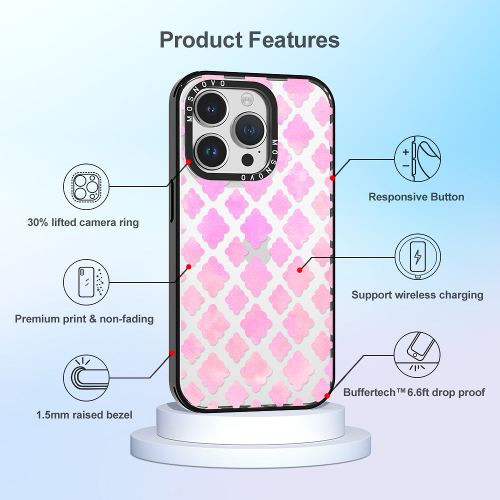 Flower Diamond Pattern Phone Case - iPhone 14 Pro Case - MOSNOVO