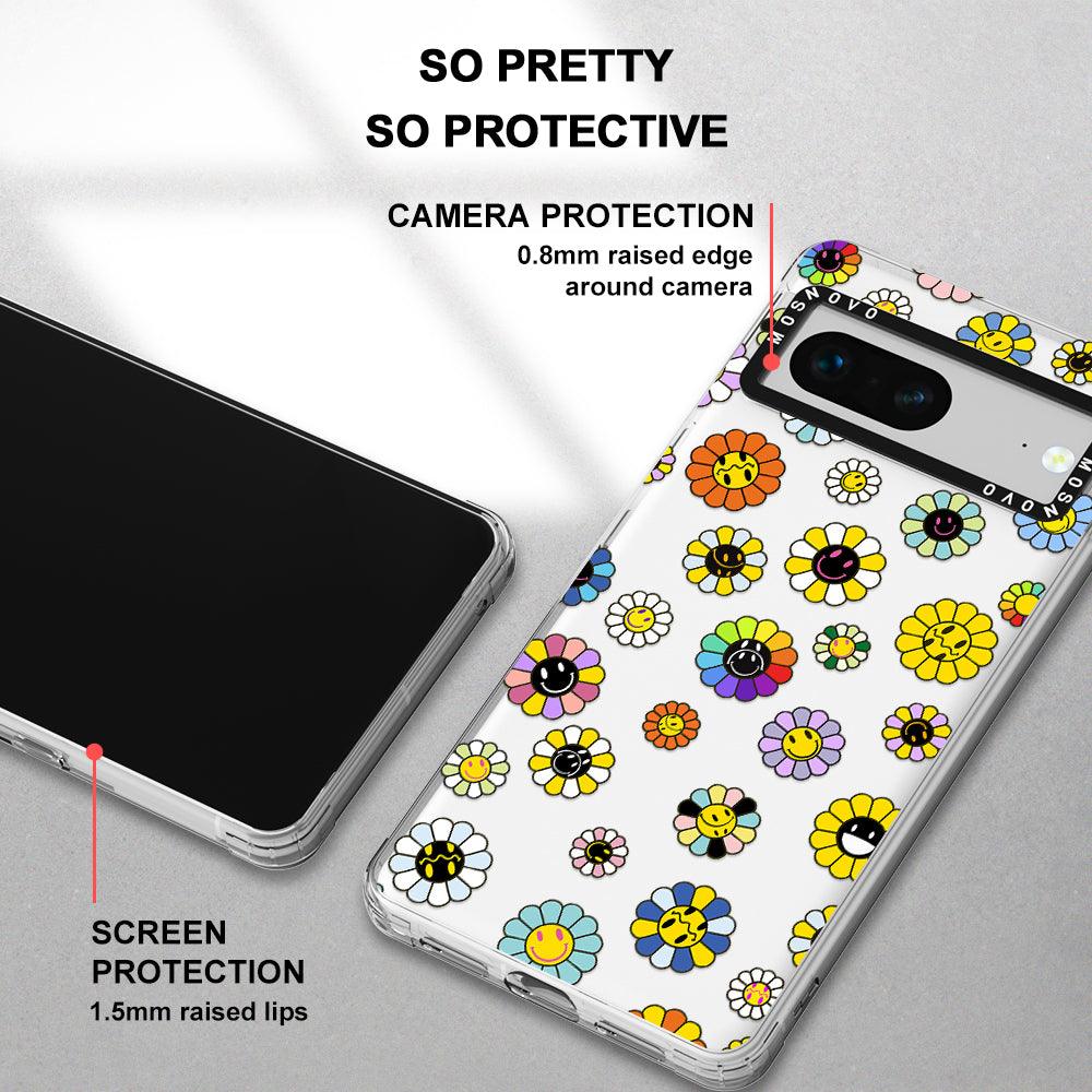 Flower Smiley Face Phone Case - Google Pixel 7 Case - MOSNOVO