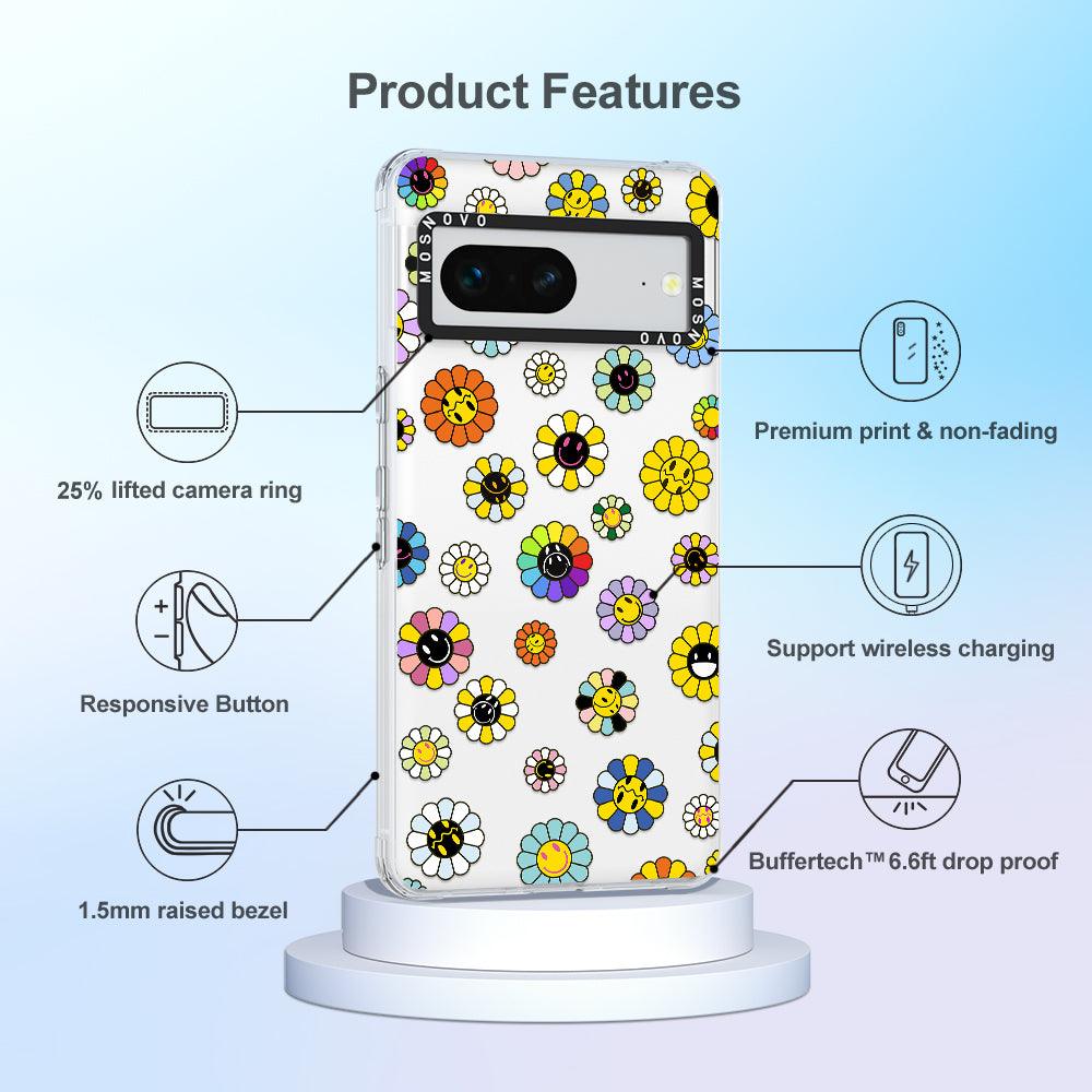 Flower Smiley Face Phone Case - Google Pixel 7 Case - MOSNOVO