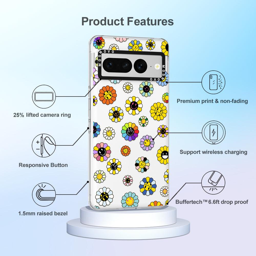 Flower Smiley Face Phone Case - Google Pixel 7 Pro Case - MOSNOVO