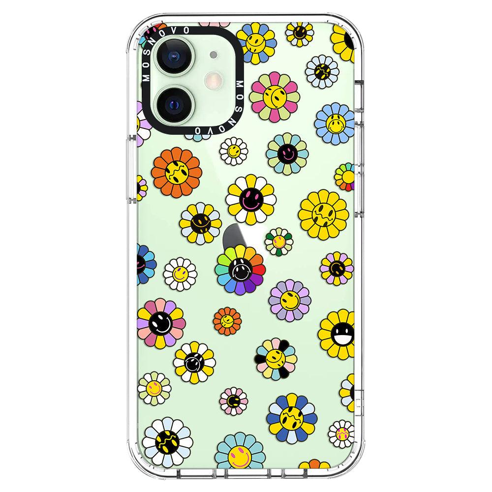 Flower Smiley Face Phone Case - iPhone 12 Case - MOSNOVO