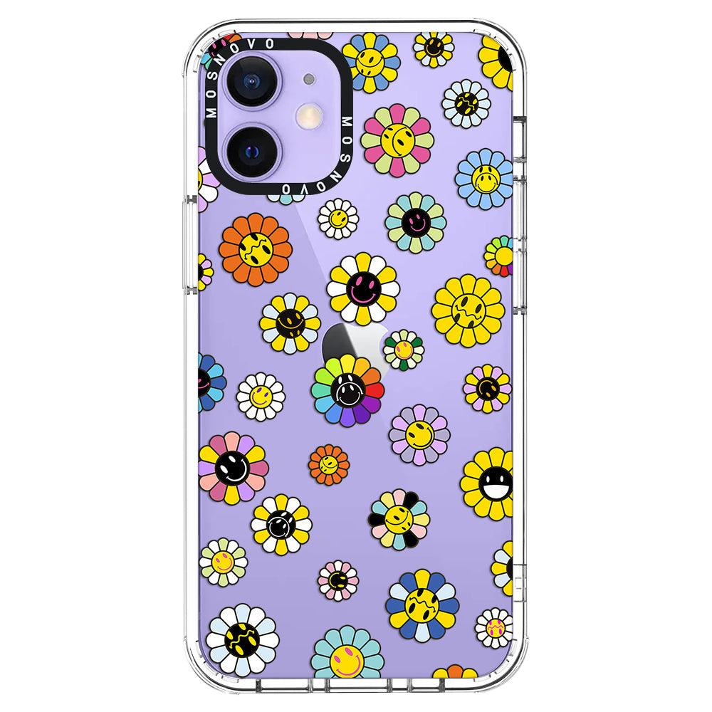 Flower Smiley Face Phone Case - iPhone 12 Case - MOSNOVO